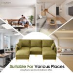 Ktaxon U-Shaped Sofa with 2 Removeable Ottoman Footrests, Flannel Deep Seating Couch for 3, Converts to Sleeper for Bedroom Living Room Furniture Green - Image 2