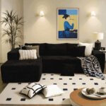 Ovios 106" Cloud Sofa Couch No Assembly Boneless Deep Seat Sofa for Living Room, Black (Corduroy)