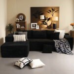 Ovios 106" Cloud Sofa Couch No Assembly Boneless Deep Seat Sofa for Living Room, Black (Corduroy) - Image 2