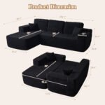 Ovios 106" Cloud Sofa Couch No Assembly Boneless Deep Seat Sofa for Living Room, Black (Corduroy) - Image 5