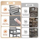 KINGYES 7-Piece Outdoor Dining Set, HDPE Patio Table and Chairs with Umbrella Hole, Gray - Image 3