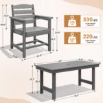 KINGYES 7-Piece Outdoor Dining Set, HDPE Patio Table and Chairs with Umbrella Hole, Gray - Image 4