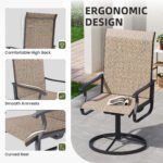 ELPOSUN 7 Piece Outdoor Patio Dining Set Swivel High Back Textilene Chairs and Rectangle Table Furniture Set,Beige - Image 2