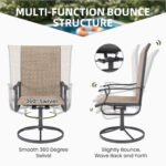 ELPOSUN 7 Piece Outdoor Patio Dining Set Swivel High Back Textilene Chairs and Rectangle Table Furniture Set,Beige - Image 3
