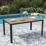 ELPOSUN 7 Piece Outdoor Patio Dining Set Swivel High Back Textilene Chairs and Rectangle Table Furniture Set,Beige - Image 8