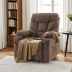 MCombo Regular Power Lift Recliner Chair with Extended Footrest for Elderly People, Fabric 7287 (Brown, Regular) - Image 4