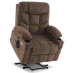 MCombo Regular Power Lift Recliner Chair with Extended Footrest for Elderly People, Fabric 7287 (Brown, Regular) - Image 5