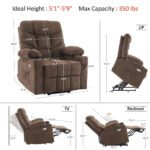 MCombo Regular Power Lift Recliner Chair with Extended Footrest for Elderly People, Fabric 7287 (Brown, Regular) - Image 8