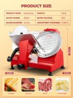 FOHERE Meat Slicer Commercial 300W, 10 inch Electric Food Deli Slicer, Premium Chromium-Plated Steel Blade, Semi-Auto Meat Slicer for Commercial Use - Image 3