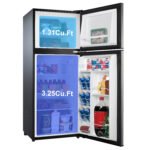 Galanz 4.6. Cu ft Two Door Mini Fridge with Freezer, Stainless Steel Look new - Image 6