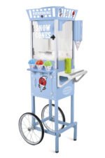 Nostalgia 54-Inch Retro Snow Cone Maker Cart and Shaved Ice Machine with Side Shelf, Blue
