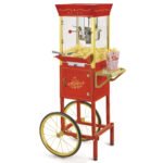 Nostalgia Popcorn Machine Cart, Stainless Steel Vintage Popcorn Maker Cart, Makes 32 Cups, Red