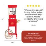 Nostalgia Popcorn Machine Cart, Stainless Steel Vintage Popcorn Maker Cart, Makes 32 Cups, Red - Image 3