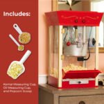Nostalgia Popcorn Machine Cart, Stainless Steel Vintage Popcorn Maker Cart, Makes 32 Cups, Red - Image 5
