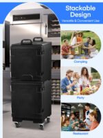 82Qt LLDPE Insulated Food Pan Carrier, Catering Hot Box Food Warmer w/Wheels, Stackable Design, Handles, Front Loading Food Warmer for Restaurant Canteen Family - Image 3