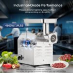 FOHERE 22 Commercial Meat Grinder Heavy Duty 1.2HP 1100LB/H All Stainless Steel Industrial Grinder with 2 Blades, 2 Plates & Sausage Kit - For Commercial Use - Image 3