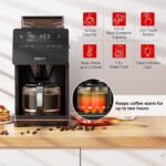 Galanz 2-in-1 Grind and Brew Coffee Maker with Adjustable Grind Size, Digital LED Touch Screen, Removable Coffee Filter Basket, Clean Indicator Light, 12-Cup, S - Image 2