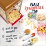 Nostalgia Vintage Popcorn Machine, Popcorn Maker Cart with Candy Dispensers, Red - Image 2