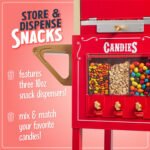 Nostalgia Vintage Popcorn Machine, Popcorn Maker Cart with Candy Dispensers, Red - Image 4