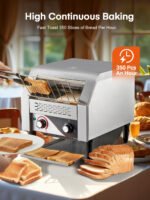 Conveyor Toaster, 350 Slices/Hour Commercial Toaster with Dual Heating Tube, 7 Browning Levels - Image 2
