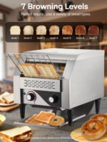 Conveyor Toaster, 350 Slices/Hour Commercial Toaster with Dual Heating Tube, 7 Browning Levels - Image 4