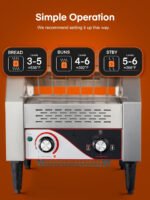 Conveyor Toaster, 350 Slices/Hour Commercial Toaster with Dual Heating Tube, 7 Browning Levels - Image 5