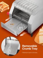 Conveyor Toaster, 350 Slices/Hour Commercial Toaster with Dual Heating Tube, 7 Browning Levels - Image 6