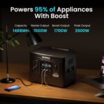 OUPES Exodus 1500 Portable Power Station,1488Wh LiFePO4 Battery,1500W AC/140W USB-C Output, Fast Charge, Solar Generator for Camping,Emergency, RV, Off-Grid Liv - Image 2