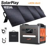 SolarPlay Portable Power Station, 2500W/2304Wh Large Capacity Solar Generator, with 400W Solar Panel, 4 AC Outlets (5000W Peak), Emergency Power Station for Hom