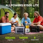 ALLPOWERS R1500 LITE Portable Power Station, 1600W AC Output & 1056Wh LiFePO4 Solar Generator for Home Backup, Off-Grid, RV Camping - Image 4