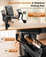 LNOW Magnetic Build-in Bluetooth Recumbent Exercise Bike with Adjustable and Comfortable Seat, Light Commercial Stationary Bike with Arm Workout for Adult/Senio - Image 7