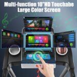 Simpfree Treadmill with 10" HD TV Movie Touchscreen and 3D Virtual Sports Scene, 0.5-9.0 mph/h & 3.25HP Electric Treadmill with Incline for Home（Black） - Image 2