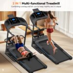Simpfree 3.5HP Foldable Treadmill with Incline & Sit-Up Bench,350lbs Walking Running Treadmil lwith Heart Rate & Body Fat Monitor,LCD Display,12 Programs - Image 2