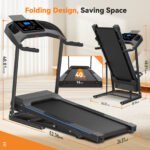 Simpfree 3.5HP Foldable Treadmill with Incline & Sit-Up Bench,350lbs Walking Running Treadmil lwith Heart Rate & Body Fat Monitor,LCD Display,12 Programs - Image 8
