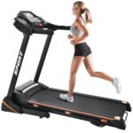 SEGMART Electric Foldable Treadmill w/3 Manual Adjustable Incline, 16.5'' Wide Tread Belt Treadmills for Home, Digital Exercise Machine with 14.8 KM/h Max Speed