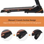 SEGMART Electric Foldable Treadmill w/3 Manual Adjustable Incline, 16.5'' Wide Tread Belt Treadmills for Home, Digital Exercise Machine with 14.8 KM/h Max Speed - Image 6