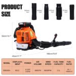 Backpack Leaf Blower Gas Powered 80CC, Up to 900CFM, 25:1 Oil Mix, Powerful Cordless Leaf Blower, , for Lawn Care Yard Dust Debris (Orange) - Image 7