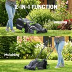 Steelite 17" Cordless Lawn Mower, 2x21V Battery Powered Walk-Behind Push Mowers,Electric Lawn Mowers with Brushless Motor, 2-in-1 Mulching & Bagging,6 Heights A - Image 3