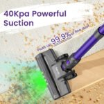Cordless Vacuum Cleaner, 40KPA/35Mins, Green LED Light, Lightweight Stick Vacuum Self-Standing, Vacuum Cleaners for Home Handheld Vacuum for Pet Hair, Carpet, a - Image 2