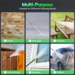 TCISA Electric Pressure Washer,3700 PSI Max 2.5 GPM Power Washer with 35FT Cord,20FT Hose,4 Quick Nozzles,Foam Cannon for Car Garden Patio - Image 3