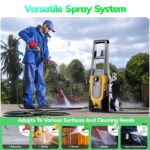 TCISA Electric Pressure Washer,3700 PSI Max 2.5 GPM Power Washer with 35FT Cord,20FT Hose,4 Quick Nozzles,Foam Cannon for Car Garden Patio - Image 4
