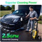 TCISA Electric Pressure Washer,3700 PSI Max 2.5 GPM Power Washer with 35FT Cord,20FT Hose,4 Quick Nozzles,Foam Cannon for Car Garden Patio - Image 5