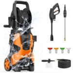 Fenbeli Electric Pressure Washer, 4500 PSI Power Washer with 23FT Hose, 20FT Power Cord, 4 Quick-Connect Nozzles & 500ml Foam Cannon for Cars, Driveways, Patios