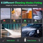 TCISA 3800 PSI Electric Pressure Washer,Max 2.5 GPM Power Washer with 35FT Power Cord 20FT Hose 5 Nozzles,Soap Cannon for Car Garden Yard Hom - Image 3