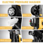 TCISA 3800 PSI Electric Pressure Washer,Max 2.5 GPM Power Washer with 35FT Power Cord 20FT Hose 5 Nozzles,Soap Cannon for Car Garden Yard Hom - Image 6