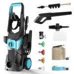 TEBRU Electric Pressure Washer, 3000PSI Max 2.4 GPM Power Washer with 32 ft Hose, 4 Quick Connect Nozzles, Foam Cannon, Suitable for Clean Cars, Patios, Drivewa