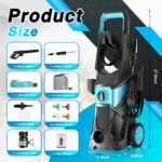 TEBRU Electric Pressure Washer, 3000PSI Max 2.4 GPM Power Washer with 32 ft Hose, 4 Quick Connect Nozzles, Foam Cannon, Suitable for Clean Cars, Patios, Drivewa - Image 8