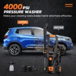 NEXPOW Electric Pressure Washer, 4000PSI Max 2.6 GPM Power Washer with 30 ft Hose, 4 Different Pressure Tips, Foam Cannon, Perfect for Cars, Patios - Image 4