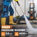 NEXPOW Electric Pressure Washer, 4000PSI Max 2.6 GPM Power Washer with 30 ft Hose, 4 Different Pressure Tips, Foam Cannon, Perfect for Cars, Patios - Image 5