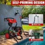 Pressure Washer Gas Powered, 3500PSI High Pressure Power Washer W/7.0HP Aluminum Pump, 210CC Powerful Engine, Maximum Spray 32.8FT, 4 Nozzles, for Cars/Motorcyc - Image 6